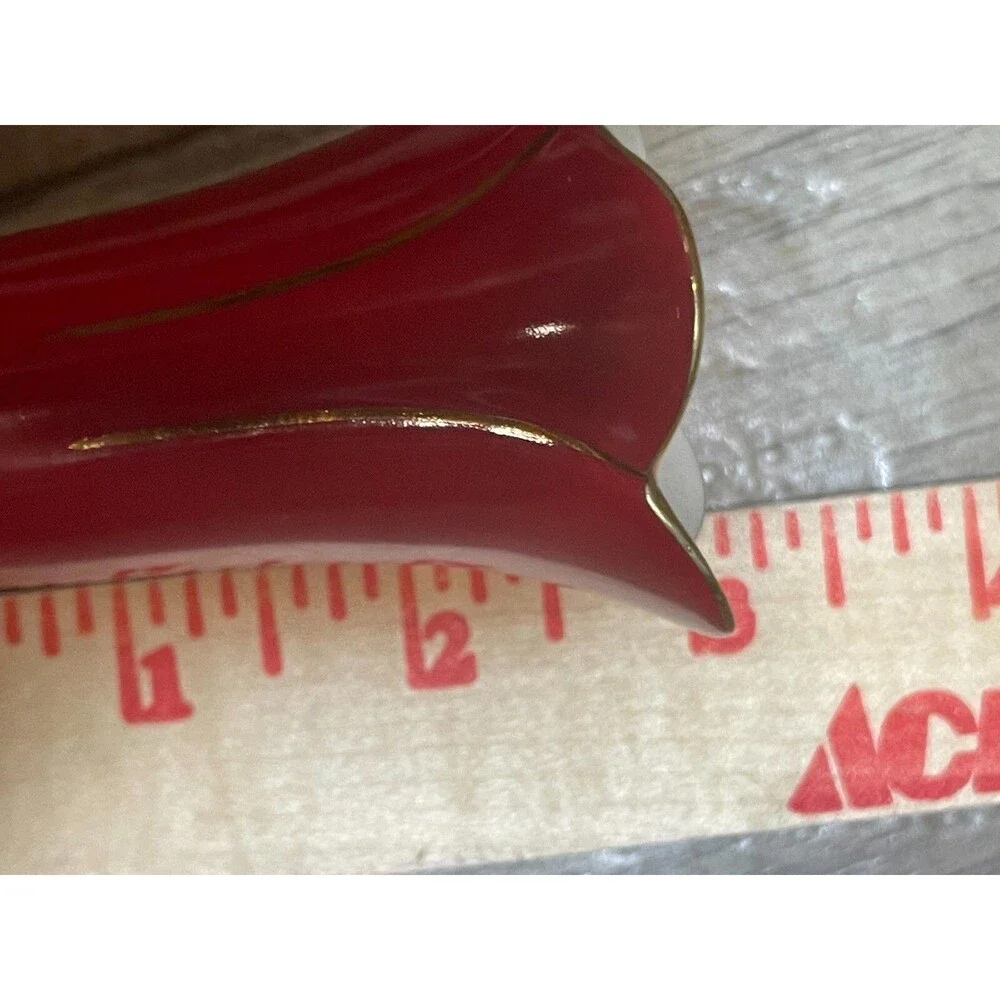 Florencia Mini Bud Vase Red Gold Trim Made in China 3